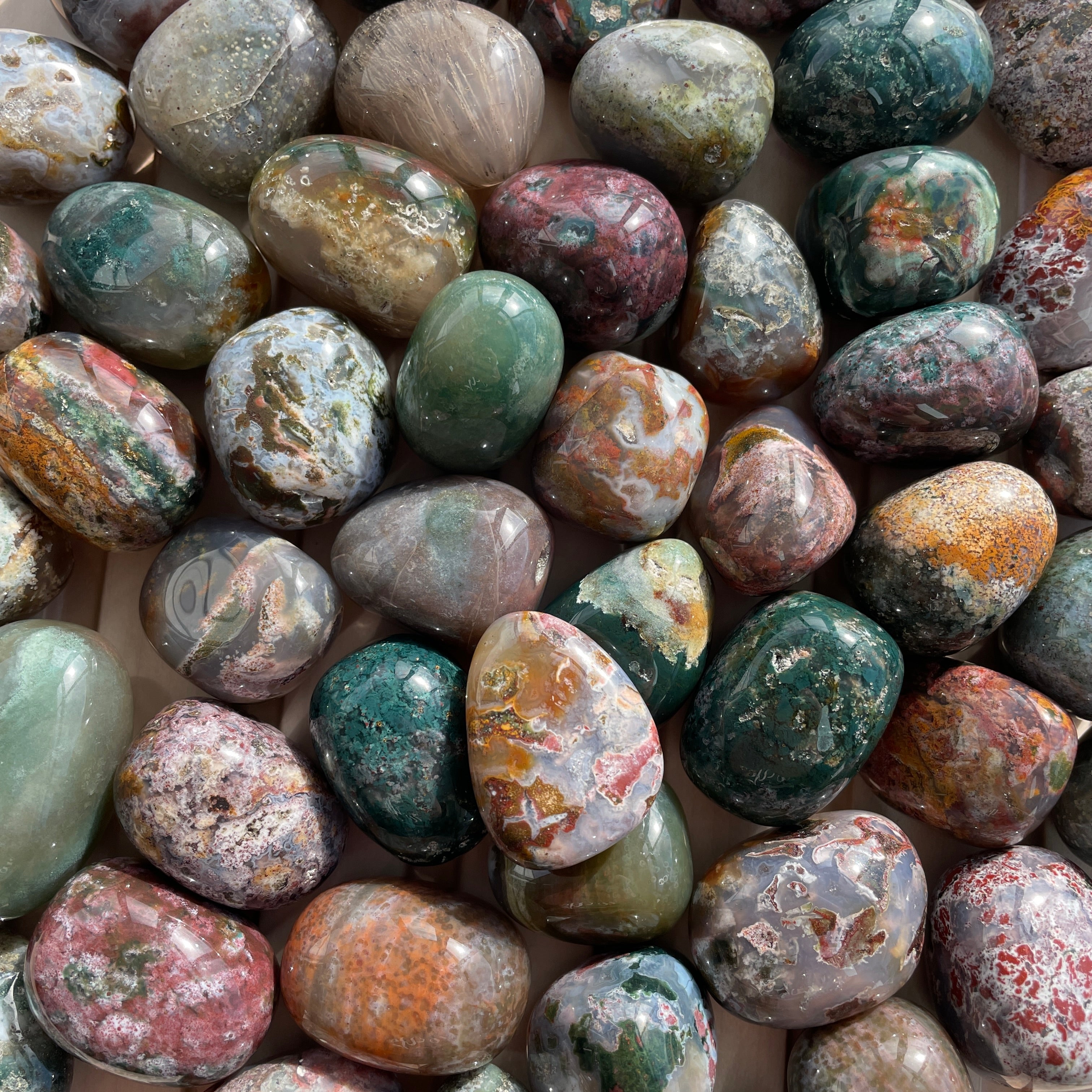 Ocean Jasper - Tumbled - (40-60pcs) - 1 KG Ocean Jasper - Tumbled - (40-60pcs) - 1 KG